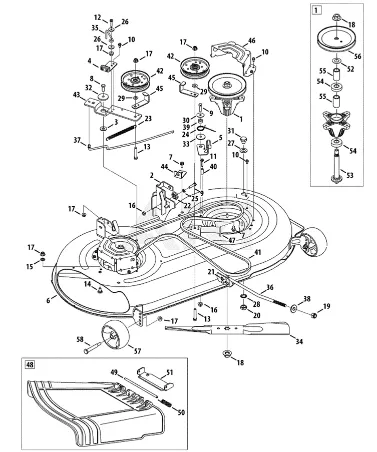 Diagram of a Craftsman 42 Inch Mower Deck