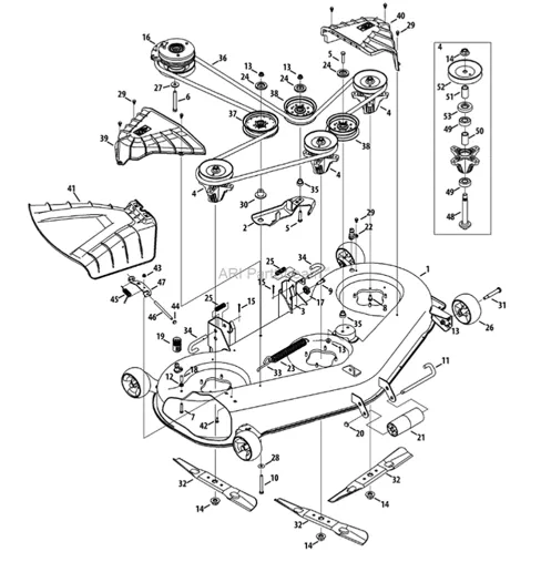 Diagram of a Craftsman 54 Inch Mower Deck